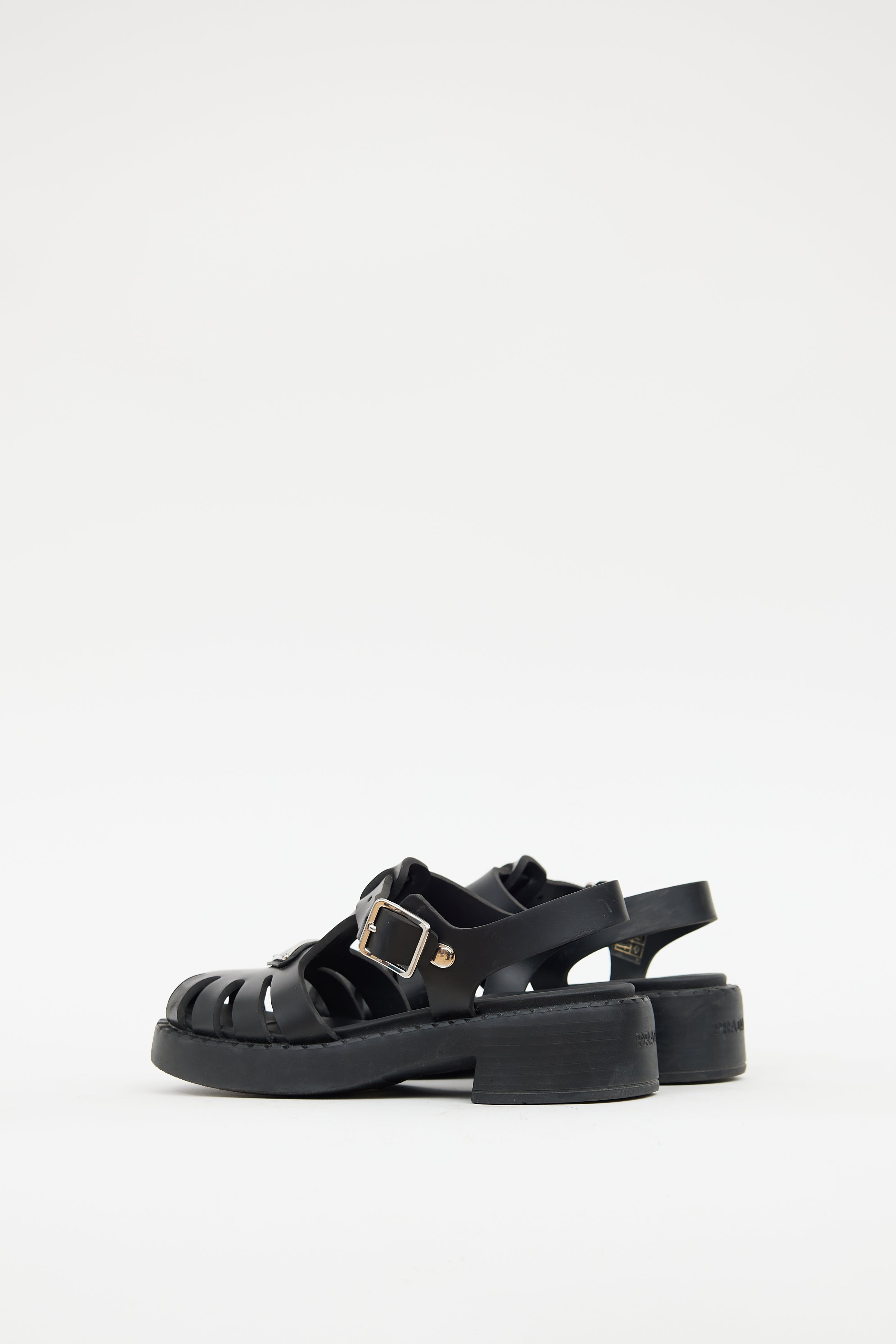 Prada Black Rubber Caged Sandal