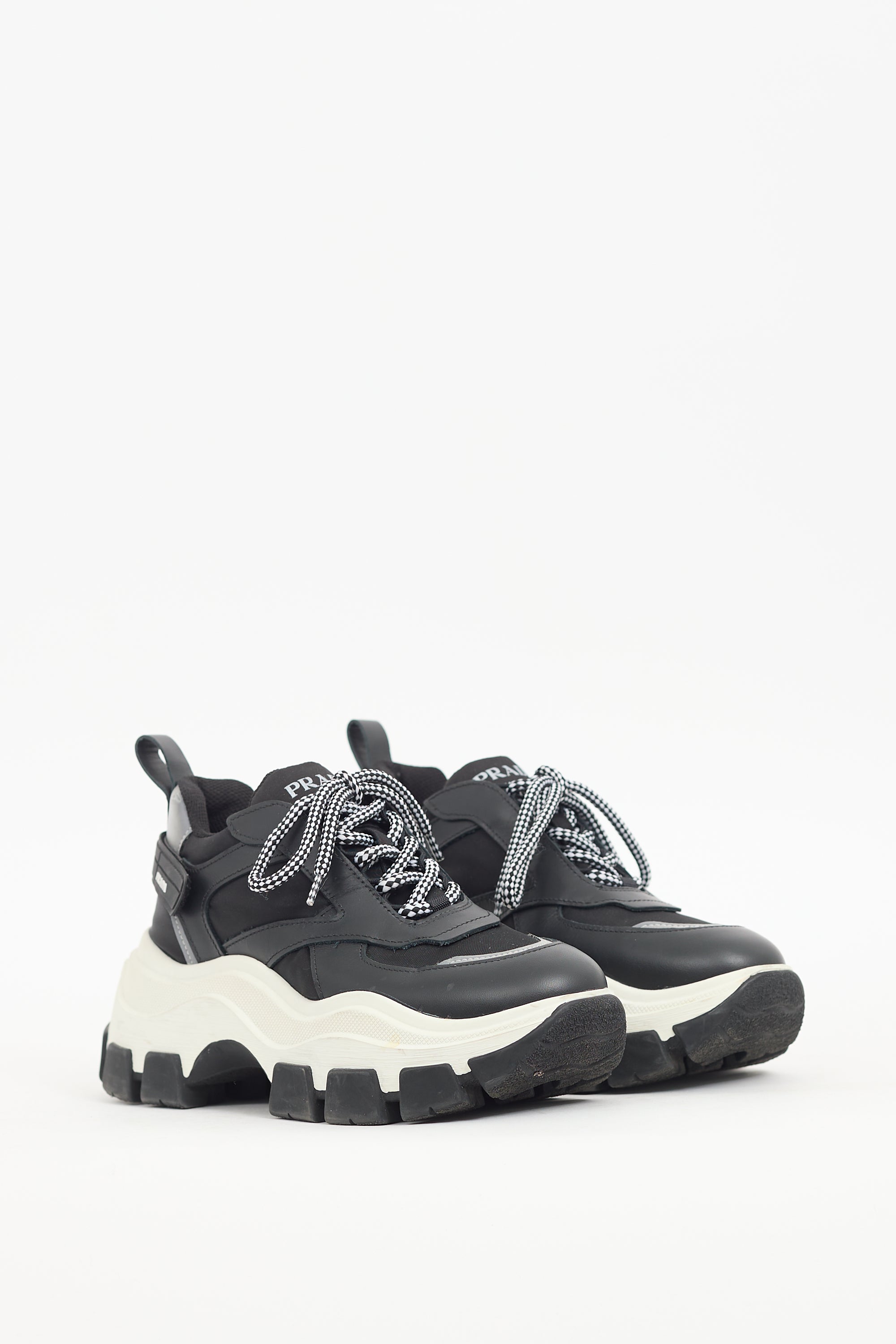 Prada Black & White Leather Pegasus Sneaker
