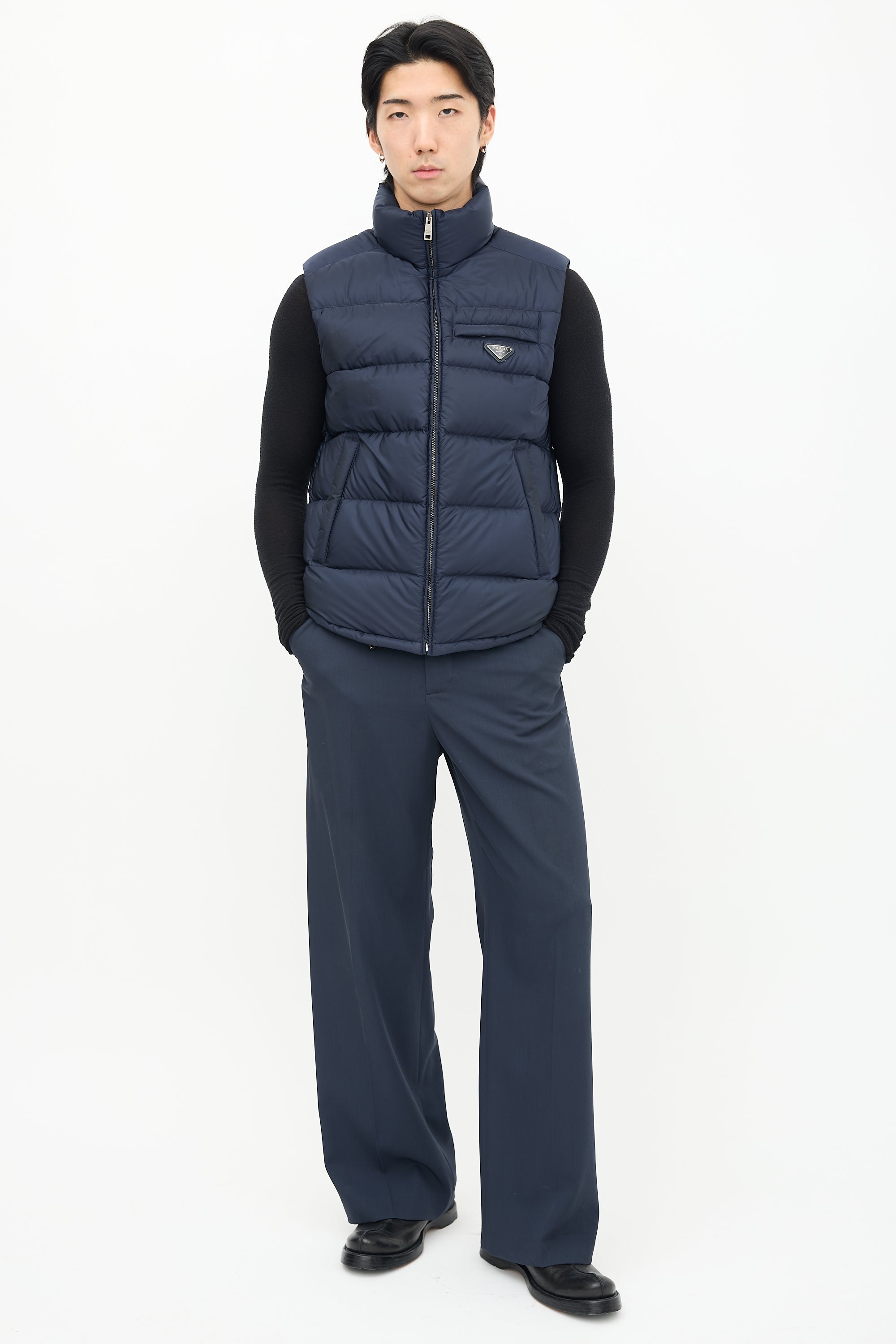 Prada Navy Padded Re-Nylon Down Vest