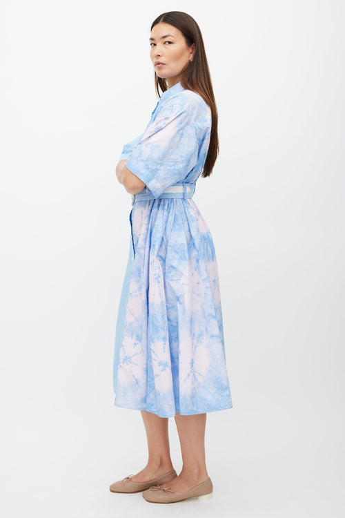 Proenza Schouler Blue & Multicolour Dye Button Up Dress