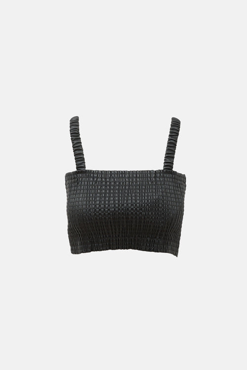Proenza Schouler Faux Leather Smocked Top