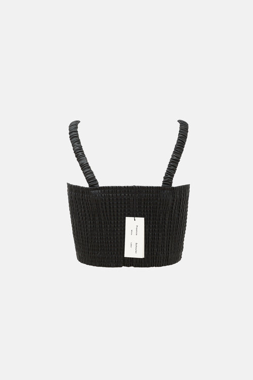 Proenza Schouler Faux Leather Smocked Top