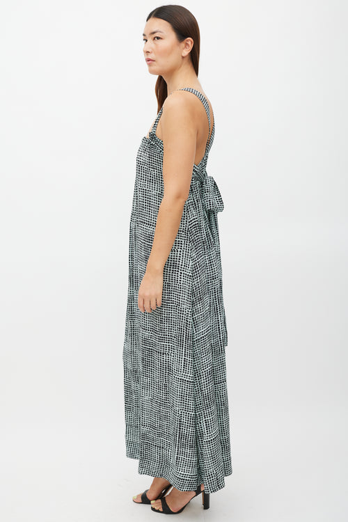 Proenza Schouler Green & Black Grid Wrap Dress