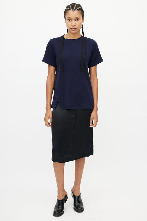 Proenza Schouler Navy & Black Wool Tie Top