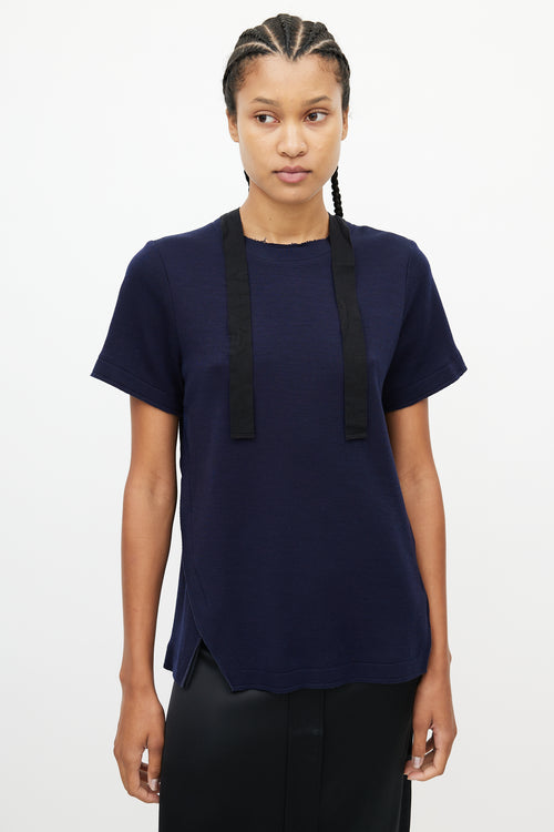 Proenza Schouler Navy & Black Wool Tie Top