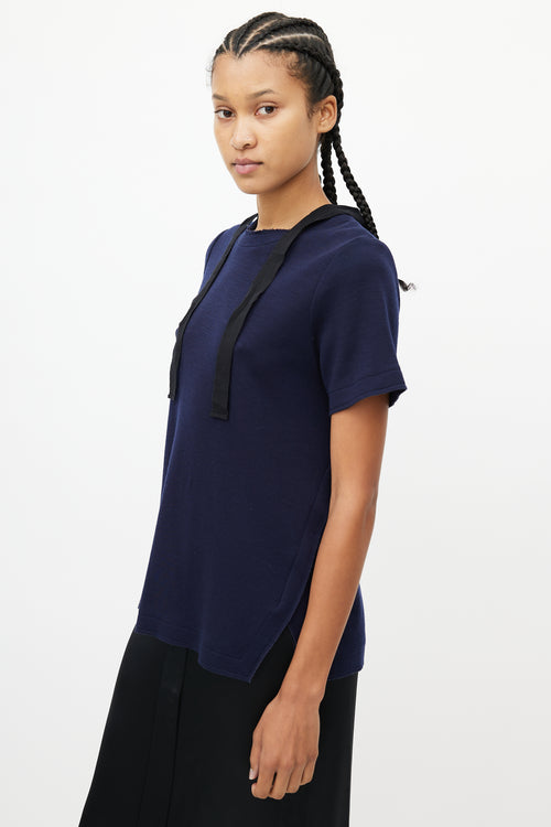 Proenza Schouler Navy & Black Wool Tie Top