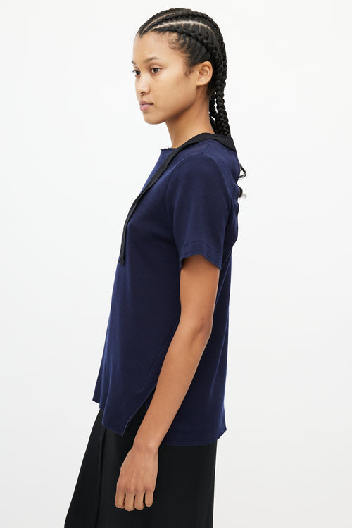 Proenza Schouler Navy & Black Wool Tie Top