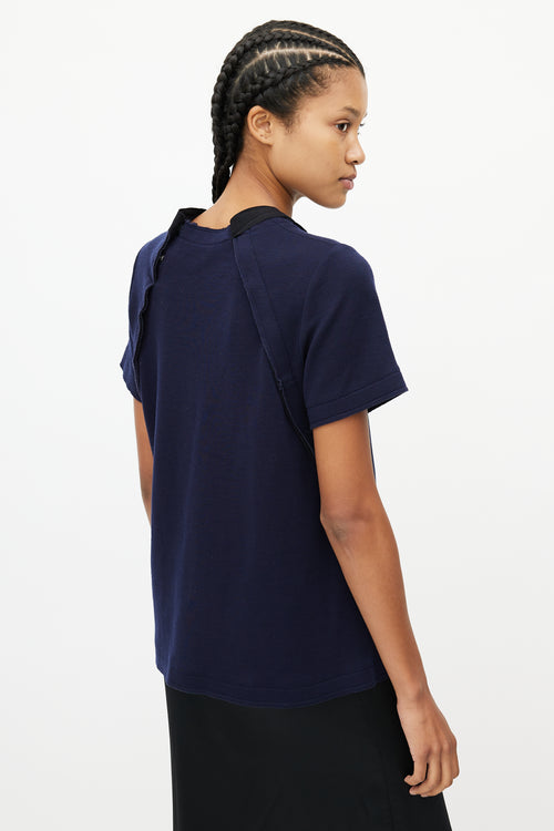 Proenza Schouler Navy & Black Wool Tie Top