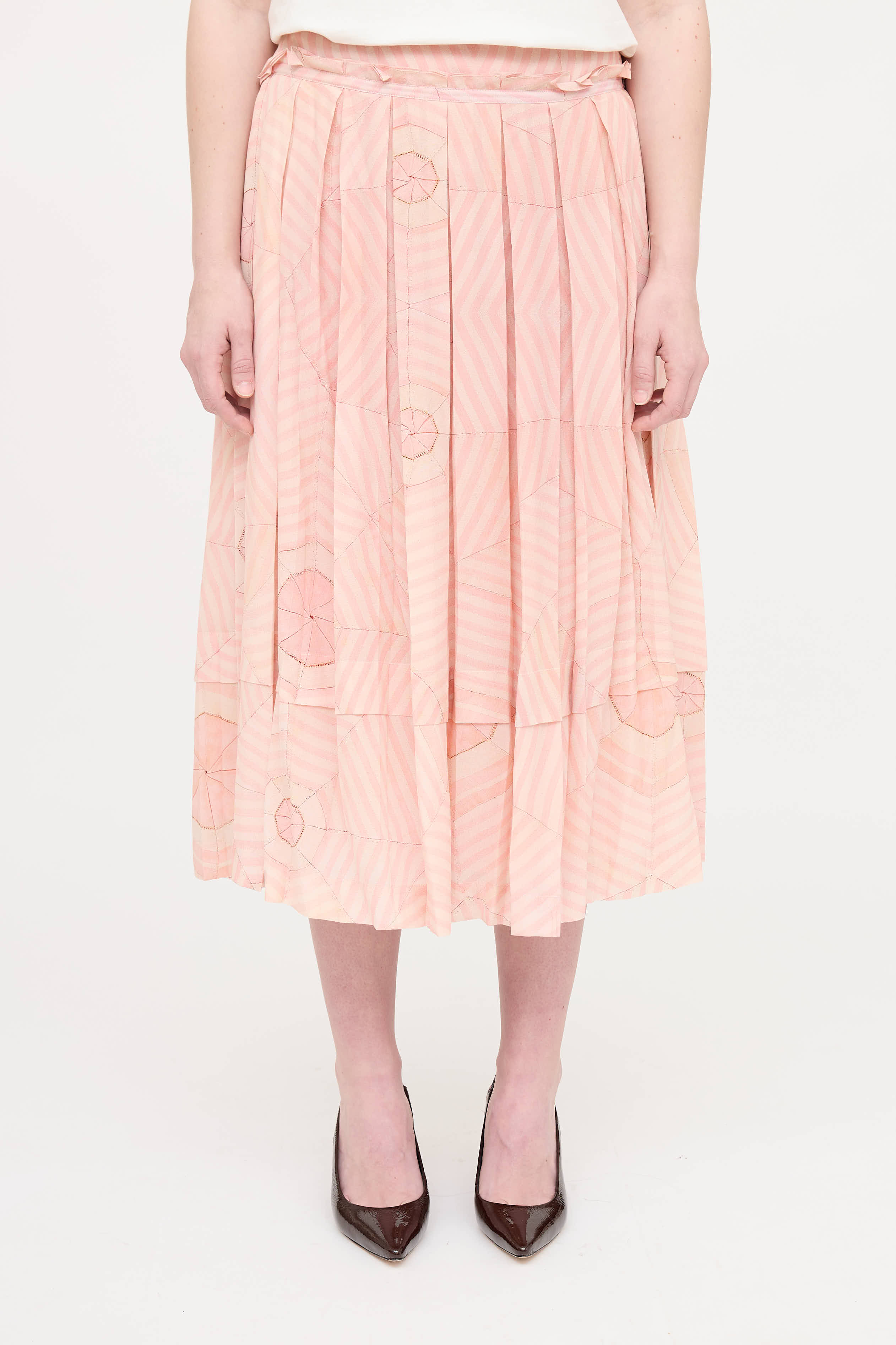 Simone Rocha Silk Pleated Print Skirt