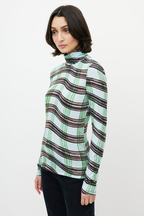 Proenza Schouler White Label Blue & Multi Checked Turtleneck