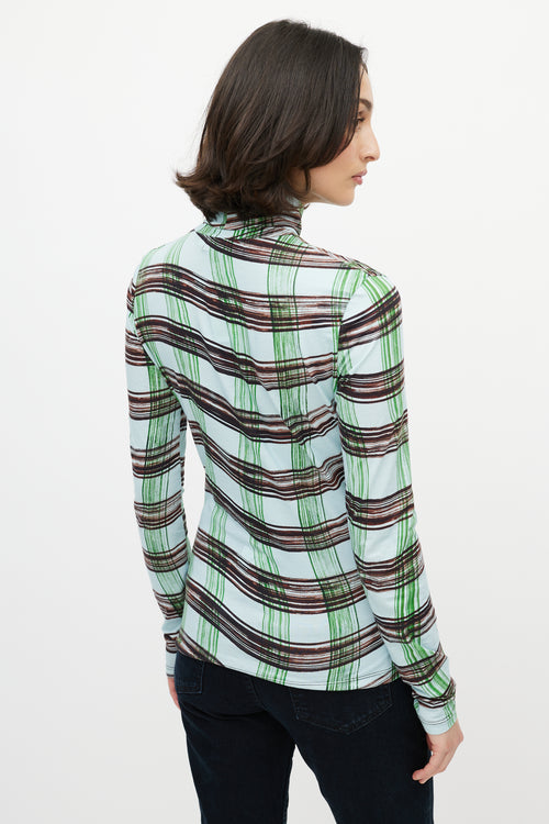Proenza Schouler White Label Blue & Multi Checked Turtleneck
