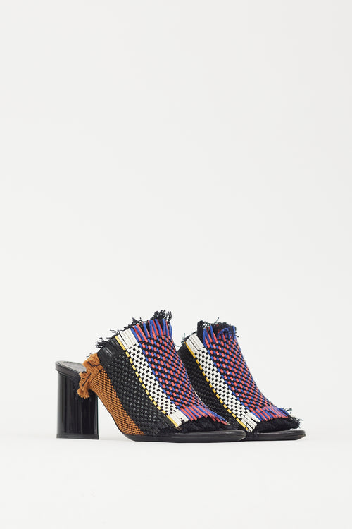 Proenza Schouler Black & Multicolour Woven Fringe Block Heel