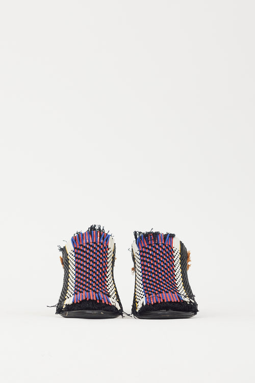 Proenza Schouler Black & Multicolour Woven Fringe Block Heel