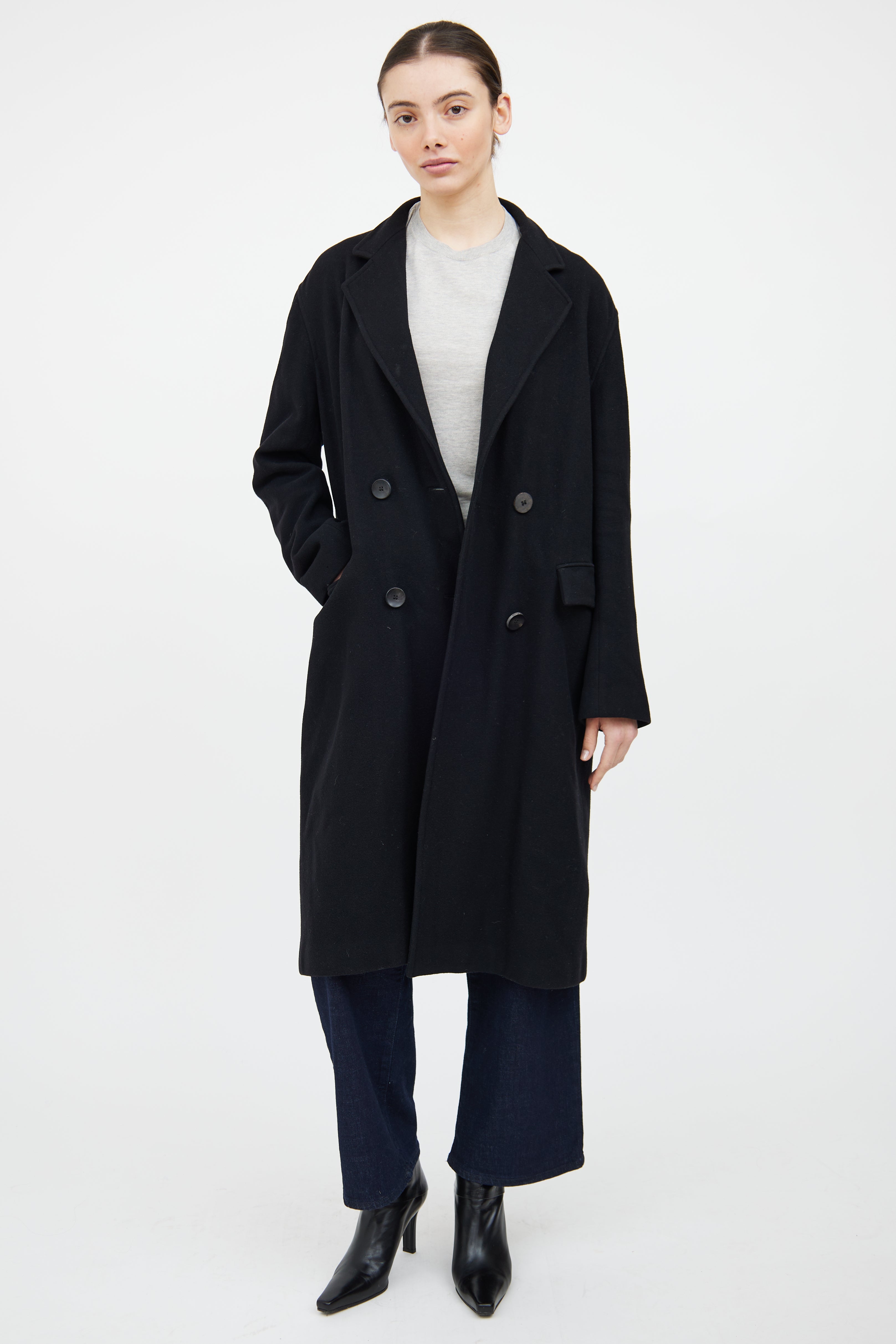 Emilio Pucci Black Wool Double Breasted Coat