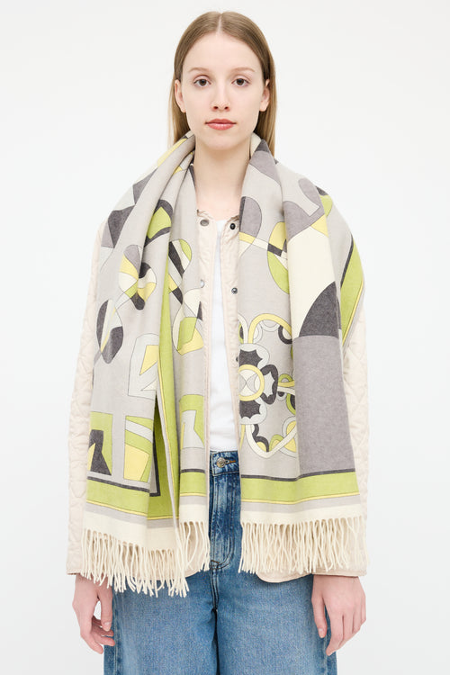 Emilio Pucci Cream & Multi Cashmere Shawl