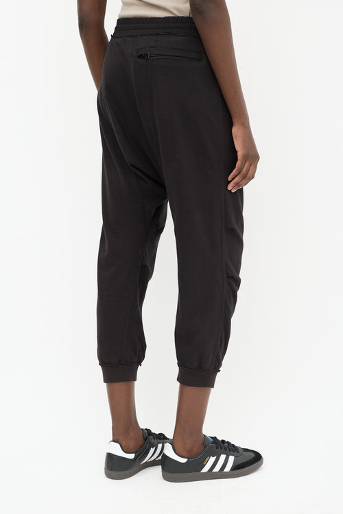 R13 Black Drop Seat Harem Sweatpant