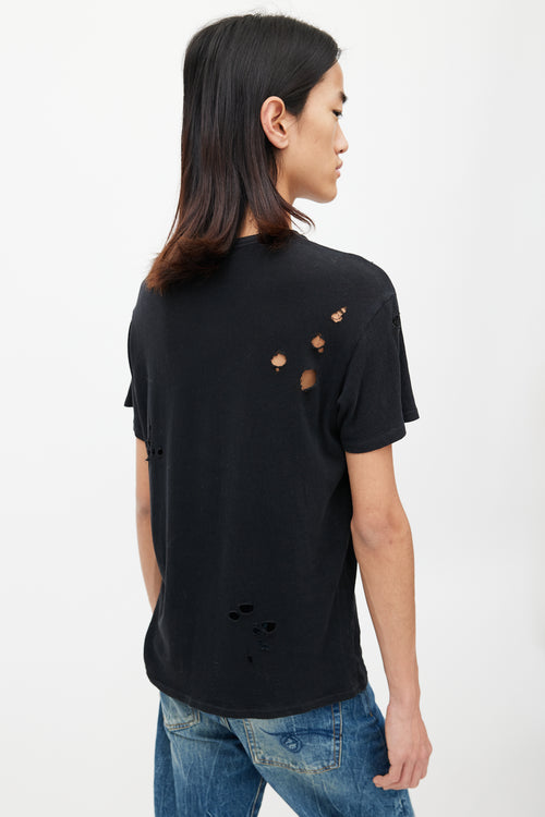 R13 Black & Yellow F U Distressed Logo T-Shirt