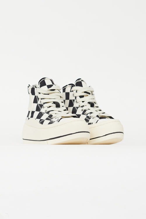 R13 Black & White Check Platform Sneaker