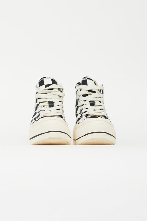 R13 Black & White Check Platform Sneaker