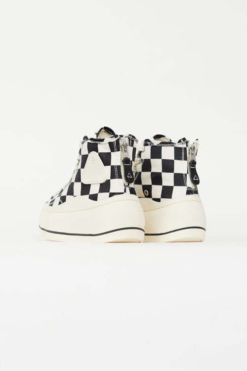 R13 Black & White Check Platform Sneaker