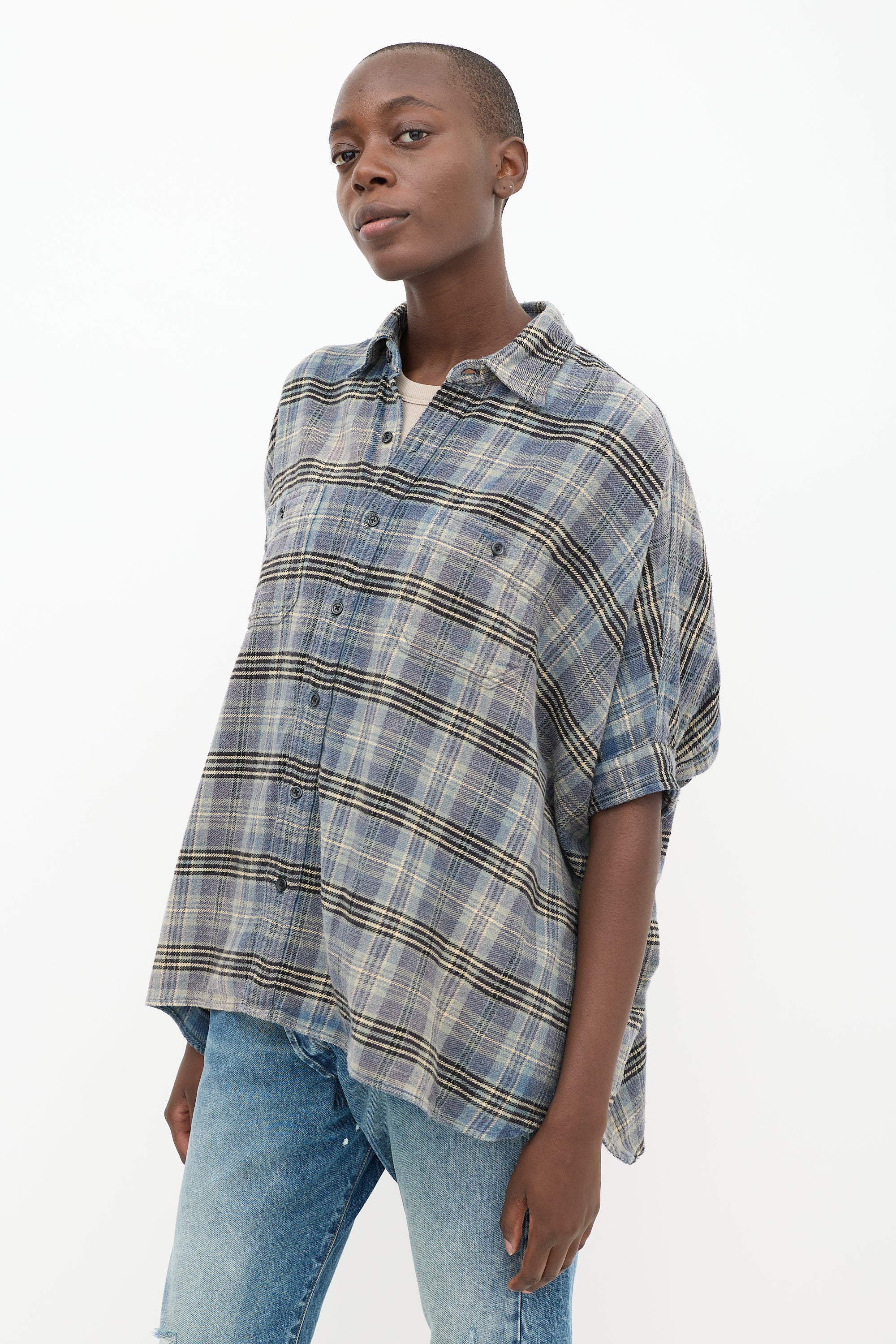 R13 Blue & Multicolour Plaid Shirt