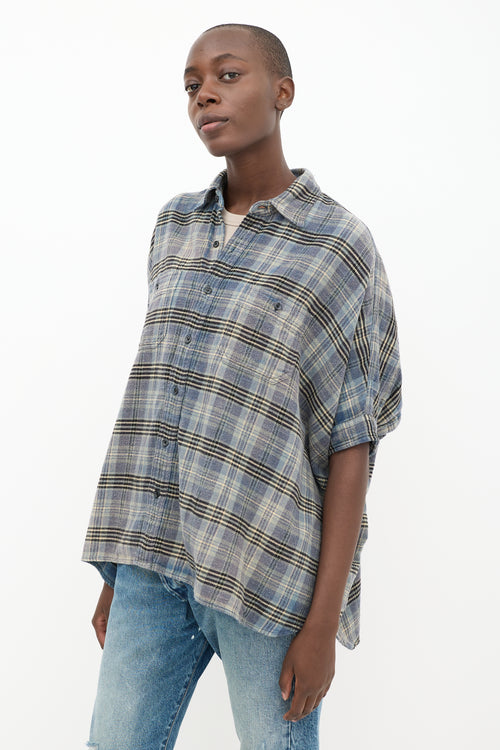 R13 Blue & Multicolour Plaid Shirt
