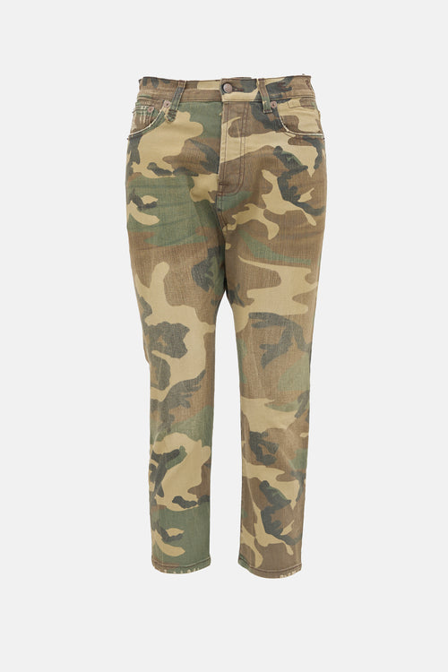 R13 Camouflage Tailored Drop Jeans