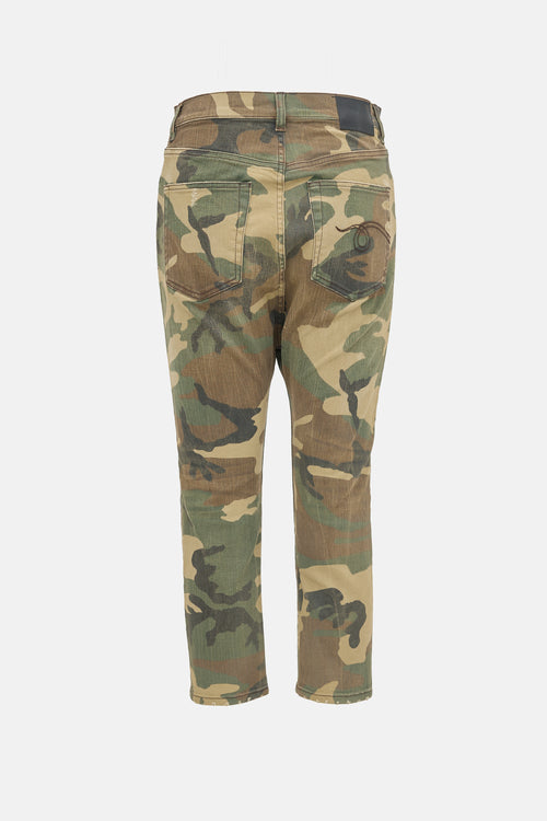 R13 Camouflage Tailored Drop Jeans