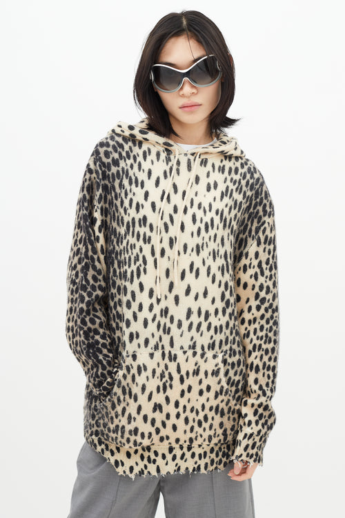 R13 Cream & Black Oversized Knit Hoodie