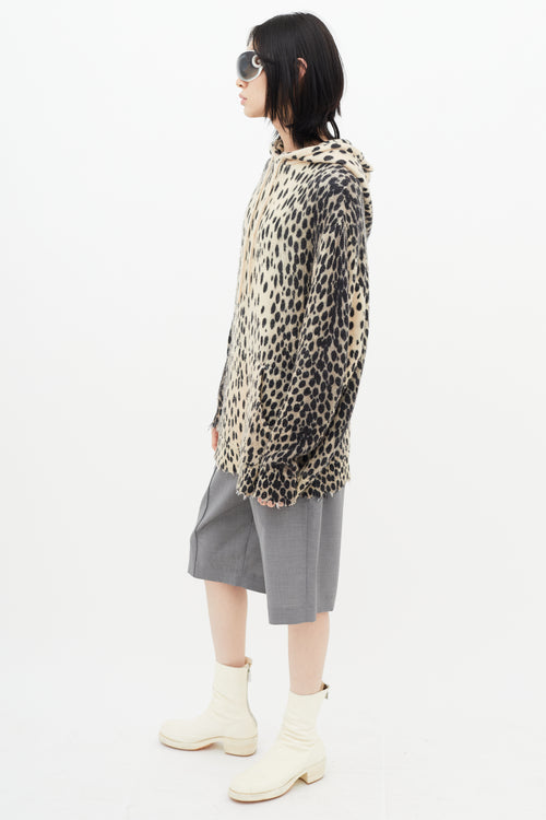 R13 Cream & Black Oversized Knit Hoodie