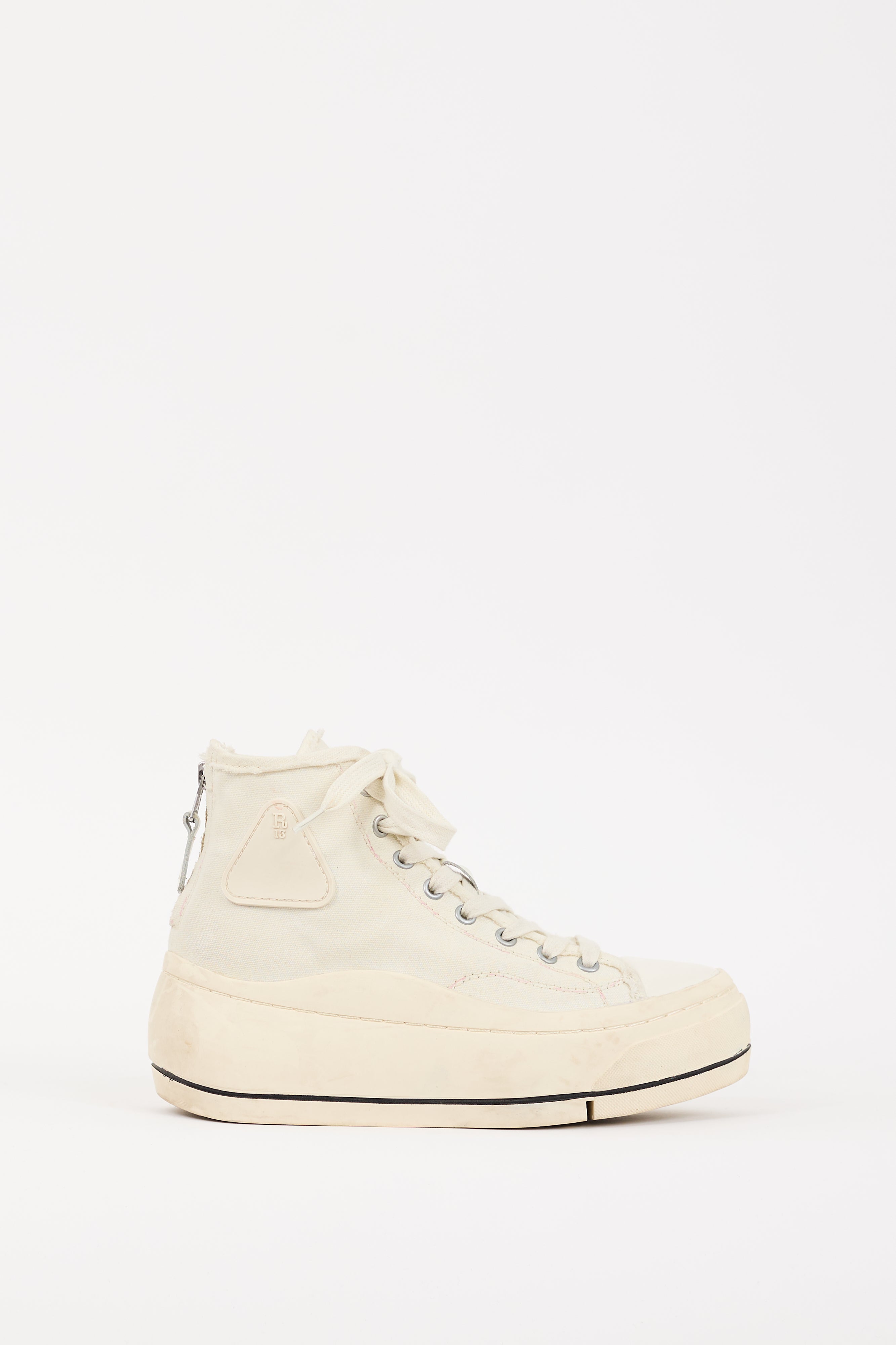 R13 Cream Canvas & Rubber Kurt Platform Sneaker