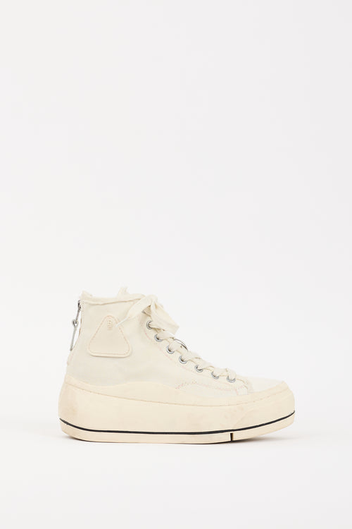 R13 Cream Canvas & Rubber Kurt Platform Sneaker