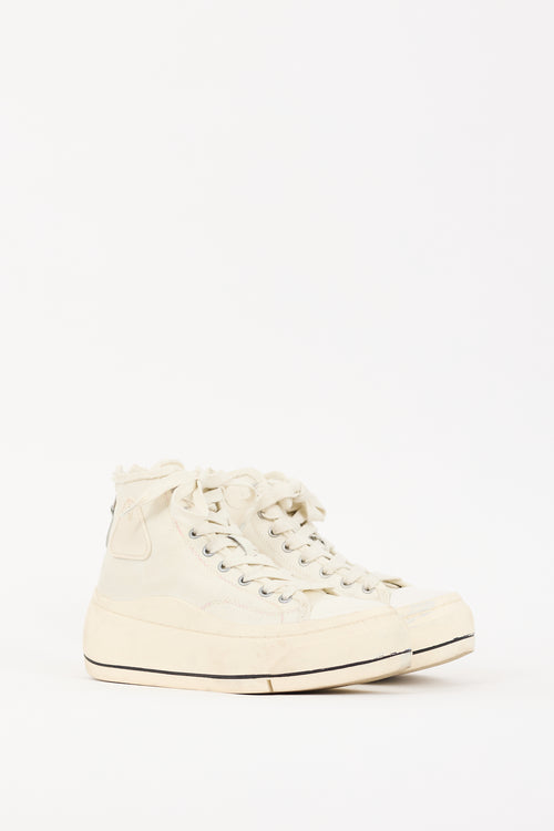 R13 Cream Canvas & Rubber Kurt Platform Sneaker
