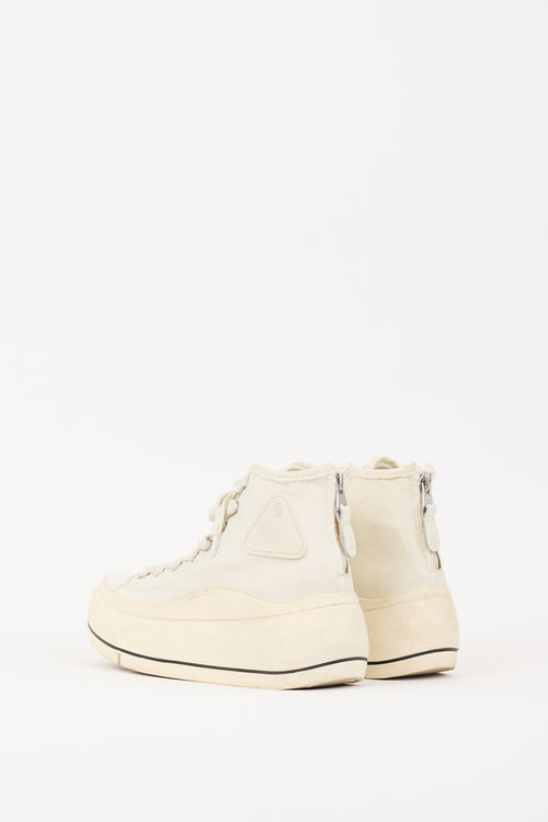 R13 Cream Canvas & Rubber Kurt Platform Sneaker