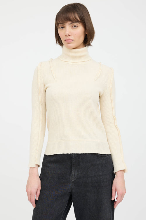 R15 Wool Knit Panelled Ribbed Sweater