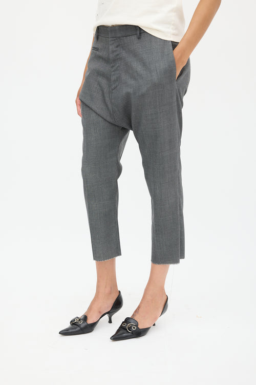 R13 Dark Grey Wool Tailored Drop Trouser