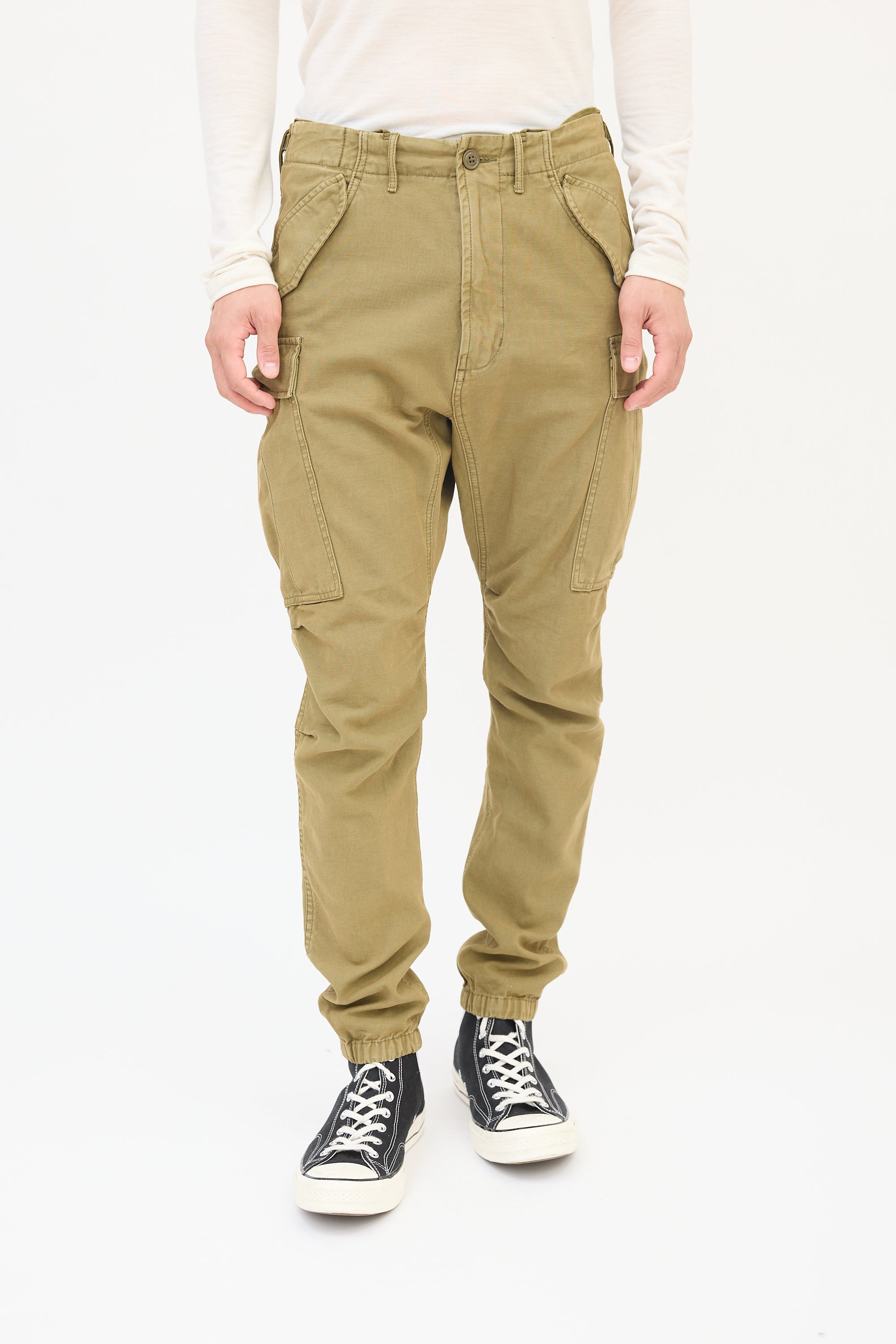R13 Khaki Green Military Cargo Pant