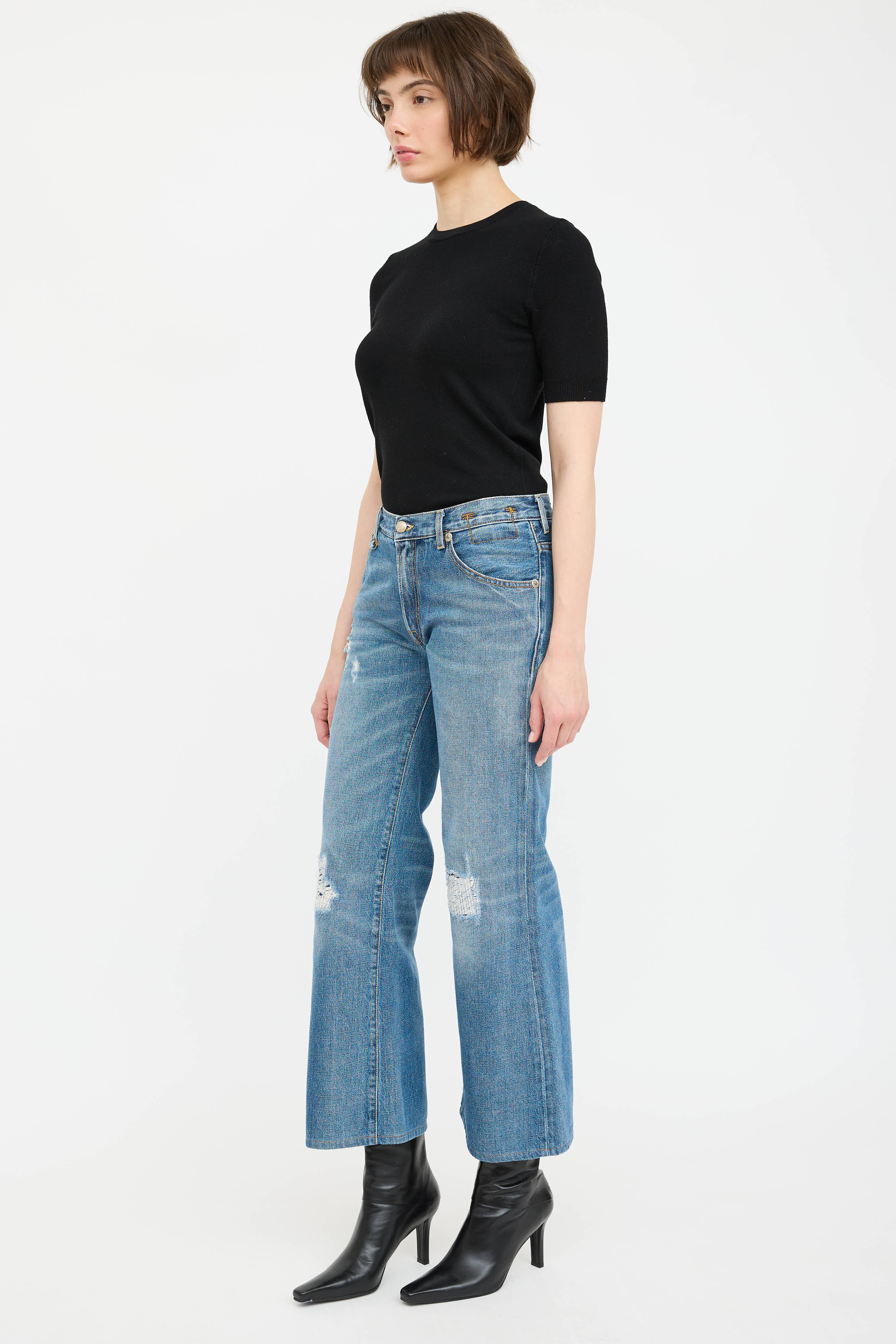 R13 Flared Distressed Jane Jeans