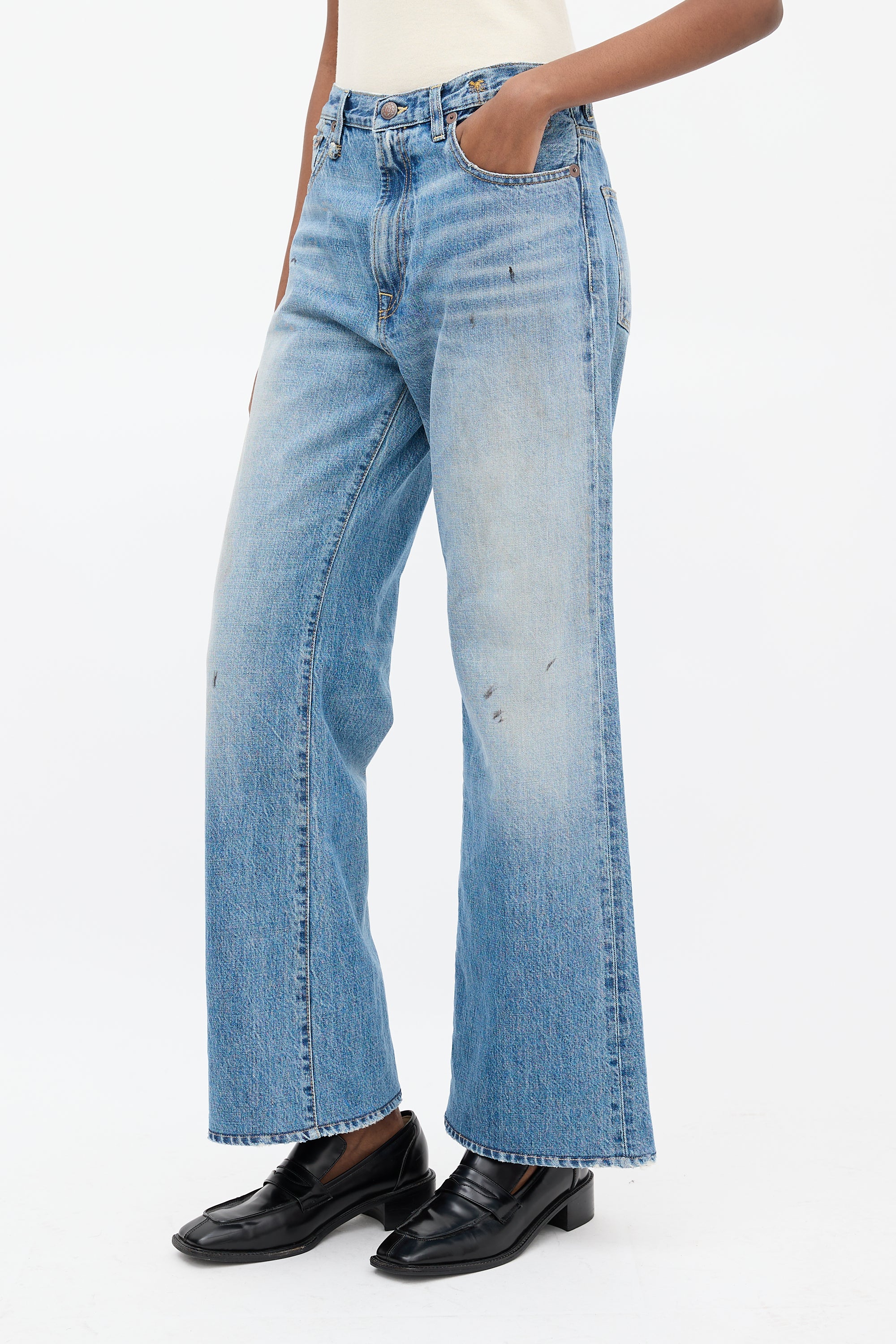 R13 Medium Wash Jane Distressed Jeans