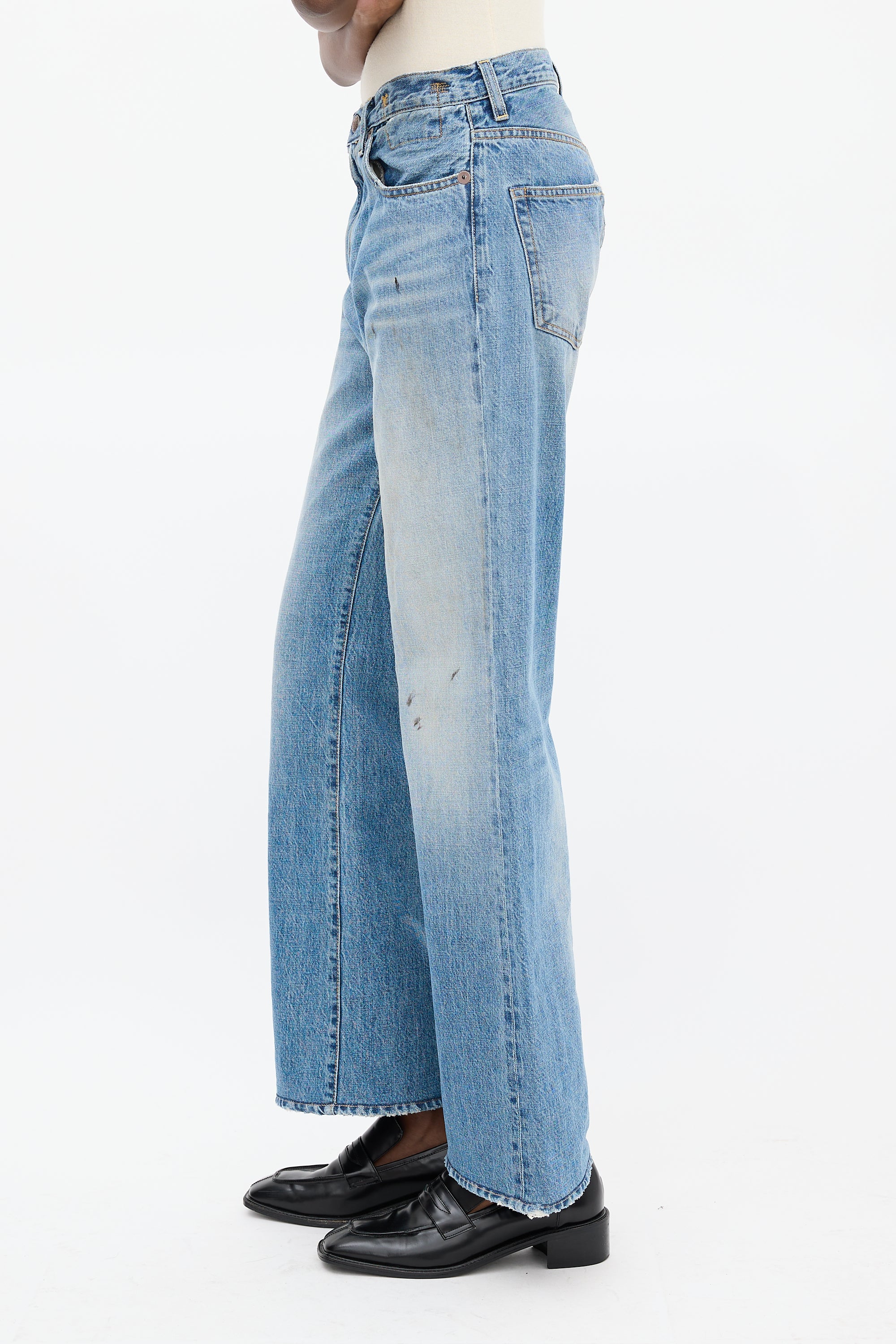 R13 Medium Wash Jane Distressed Jeans