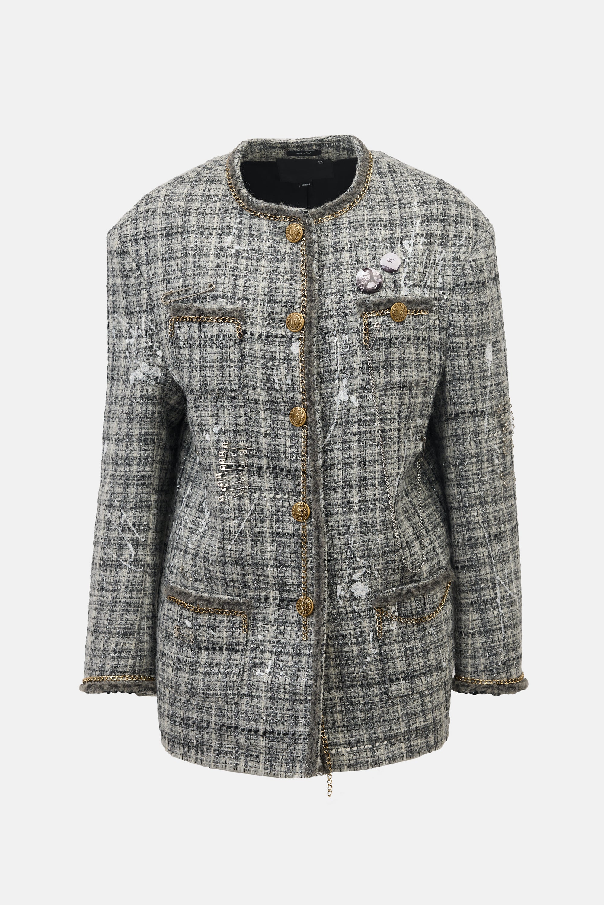 R13 Paint Splatter Oversized Tweed Blazer