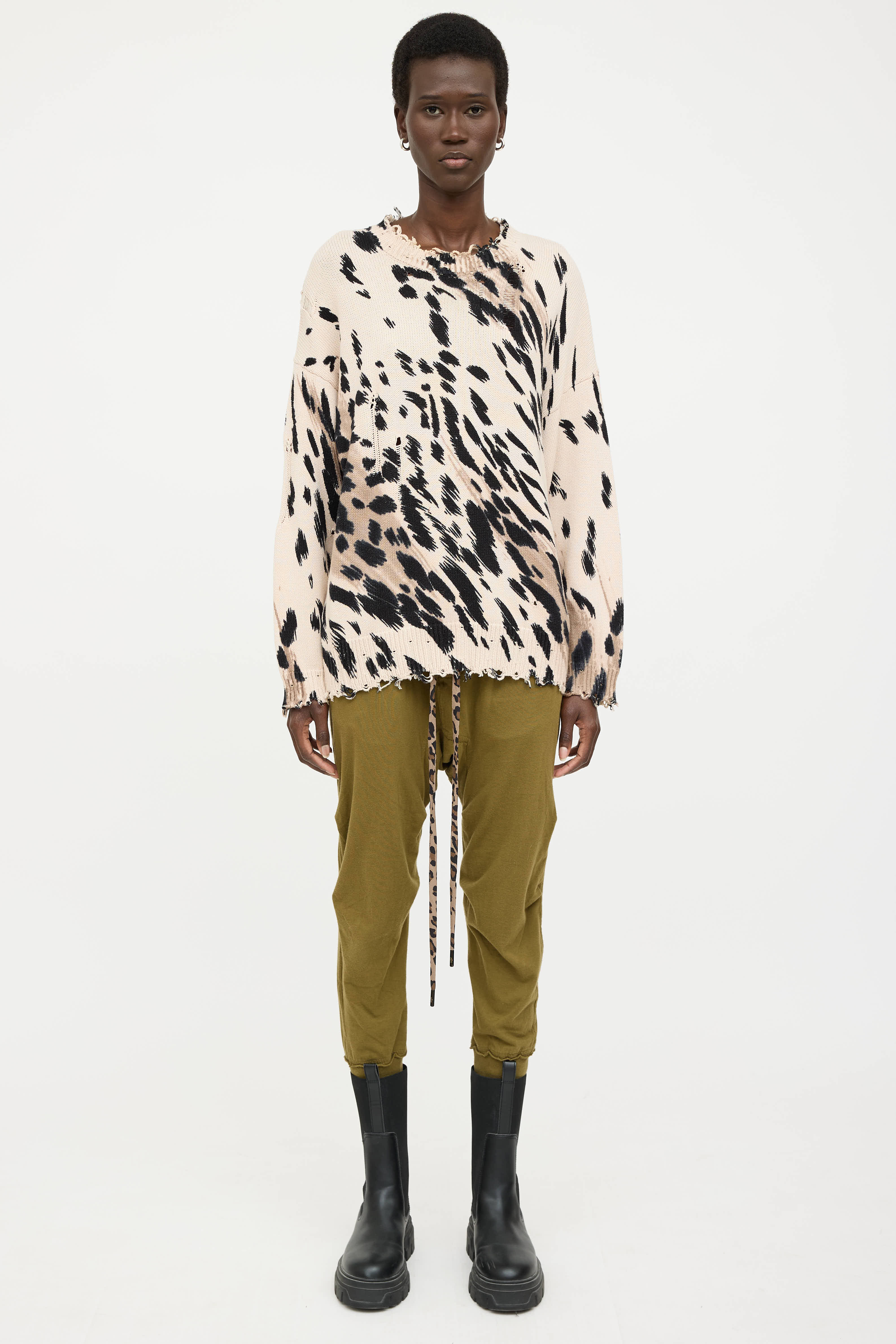 R13 Distressed Pattern Knit Sweater