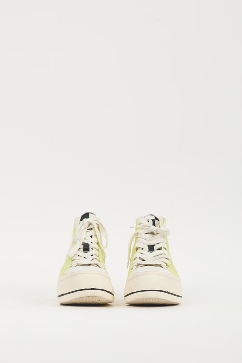 R13 Neon Green & White Kurt Platform Sneaker
