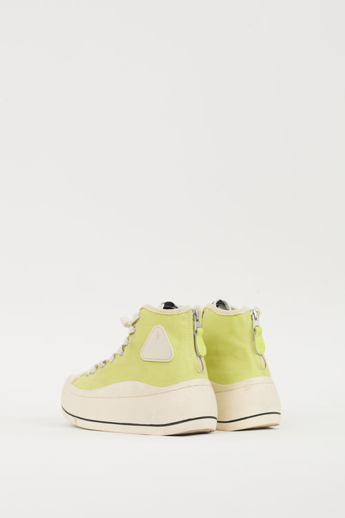 R13 Neon Green & White Kurt Platform Sneaker