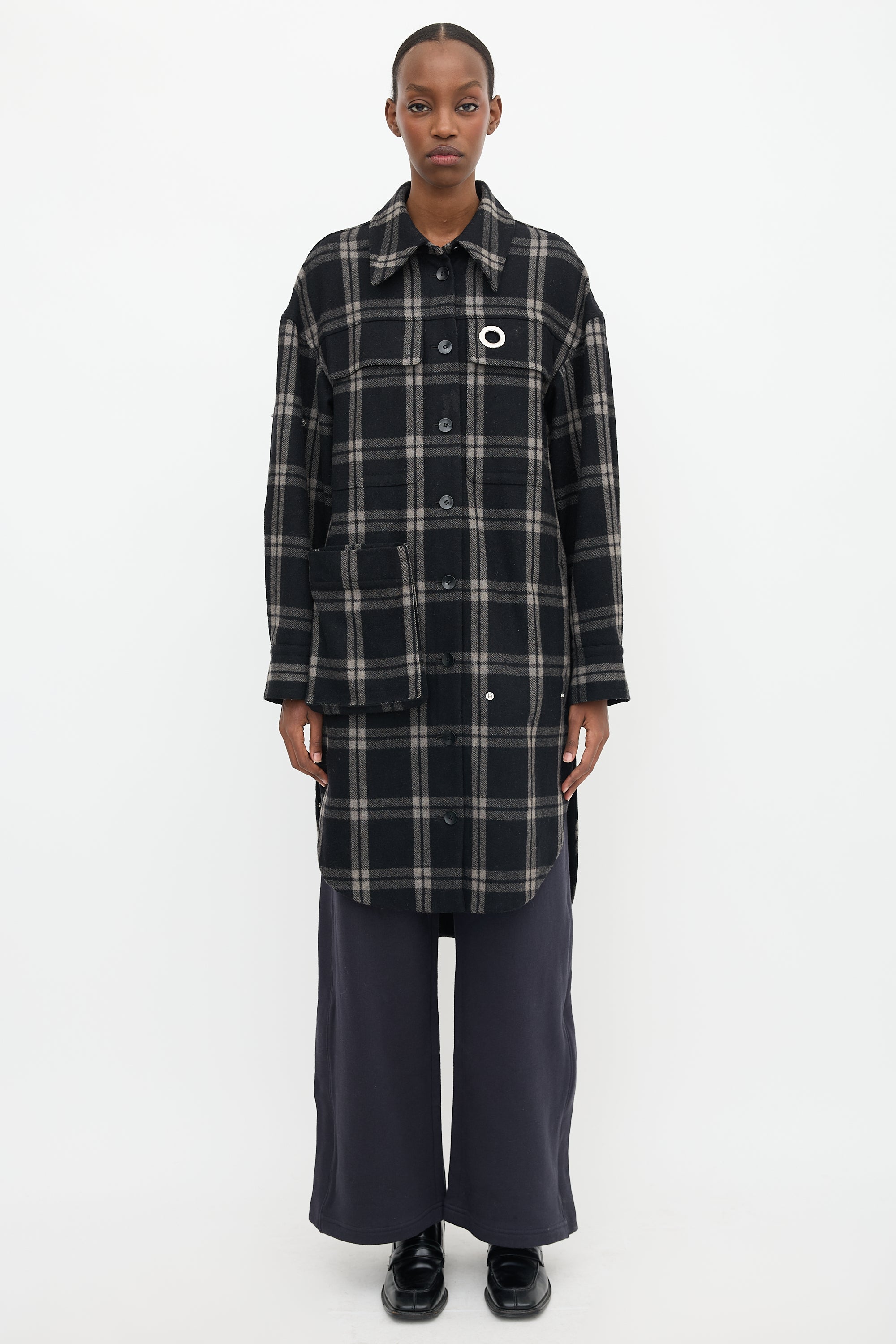 Tibi Wool Plaid Oversized Shirt Jacket