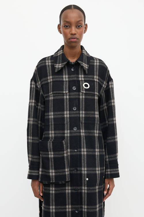 Tibi Wool Plaid Oversized Shirt Jacket