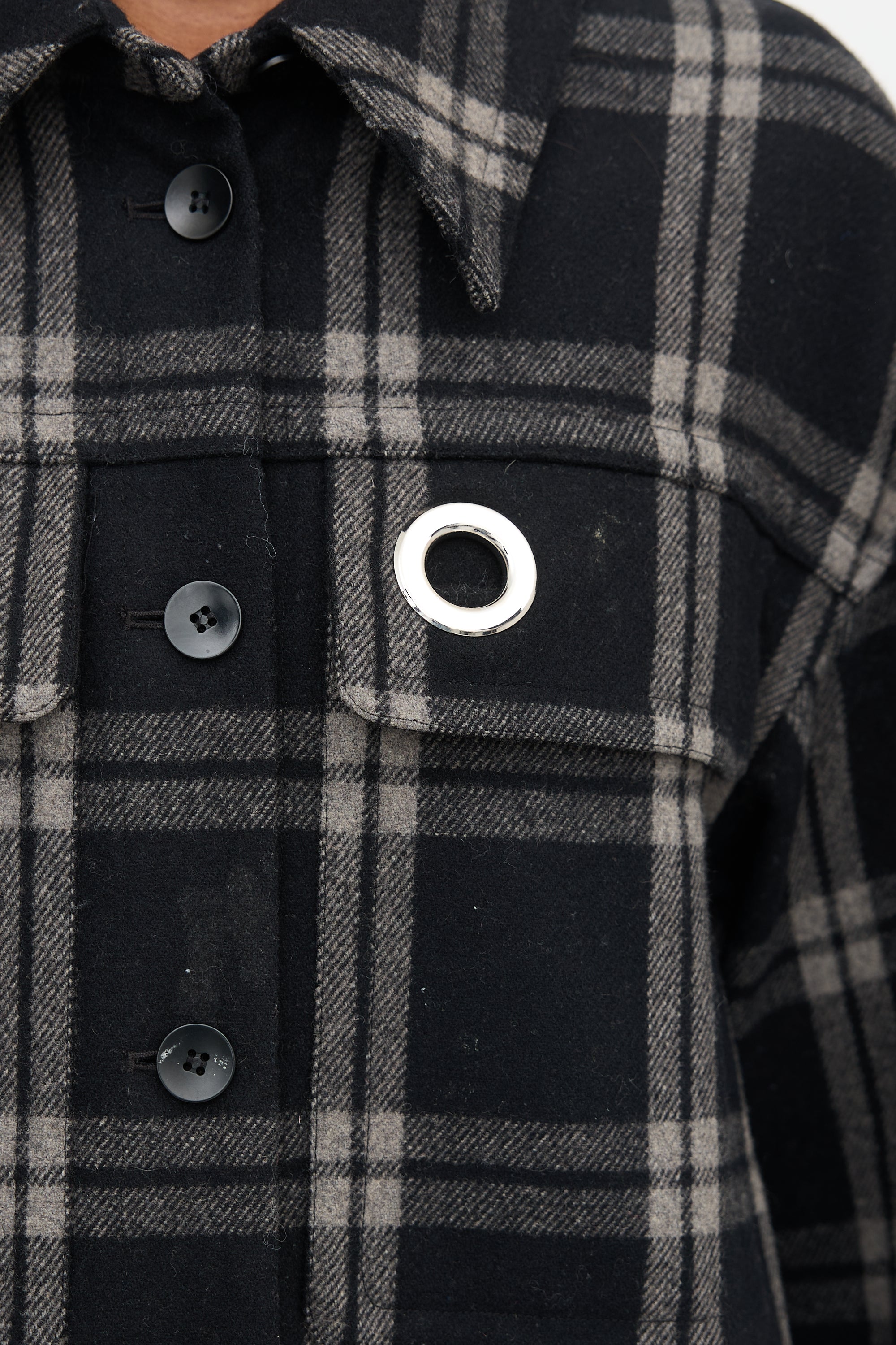 Tibi Wool Plaid Oversized Shirt Jacket