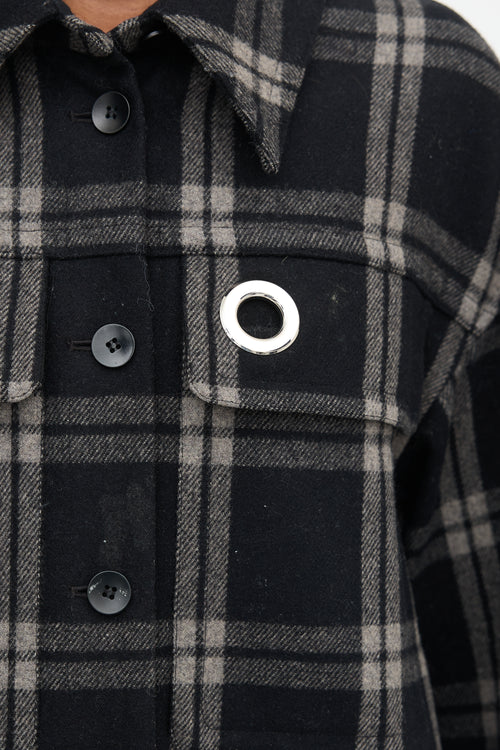 Tibi Wool Plaid Oversized Shirt Jacket