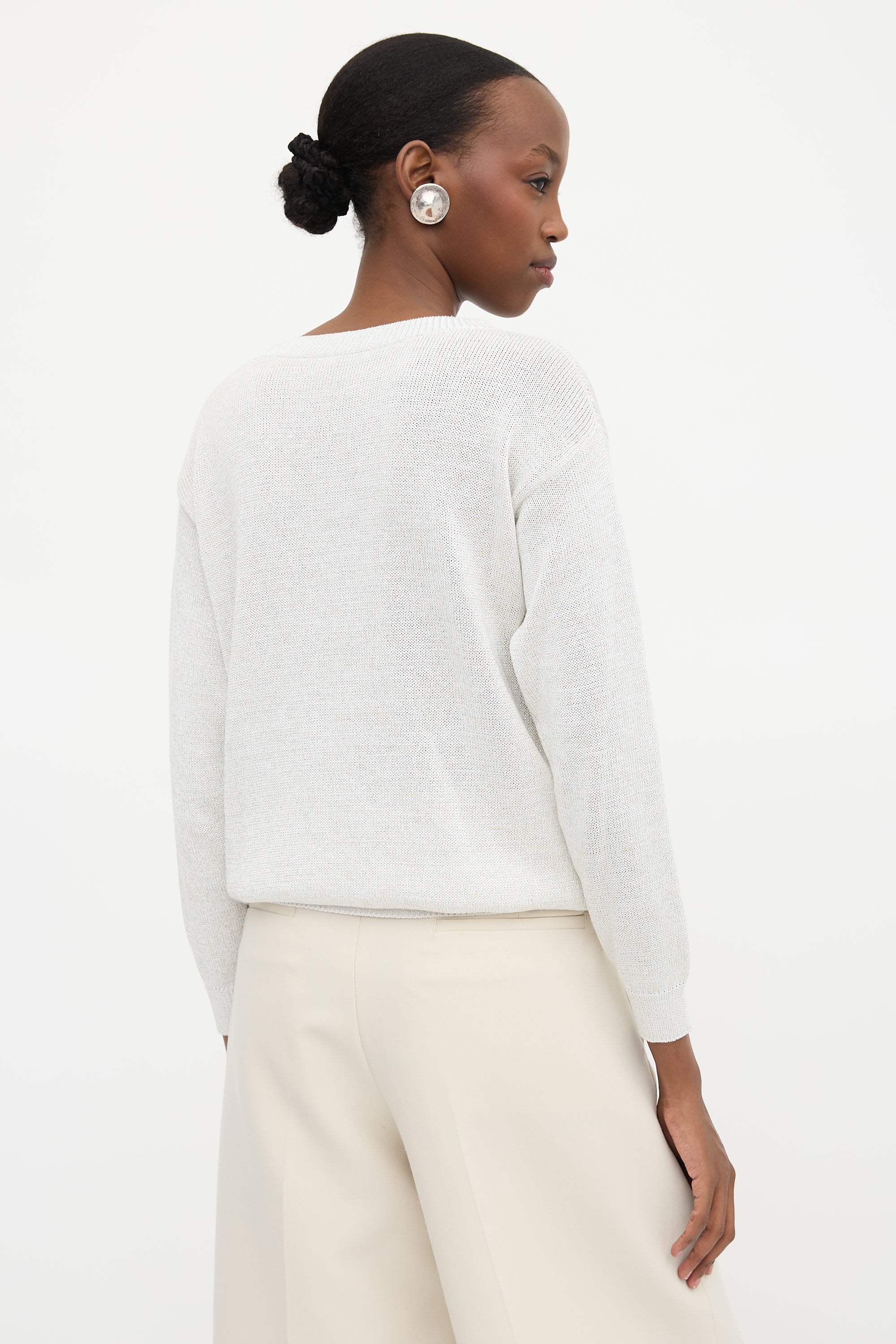 Brunello Cucinelli Metallic V-Neck Sweater