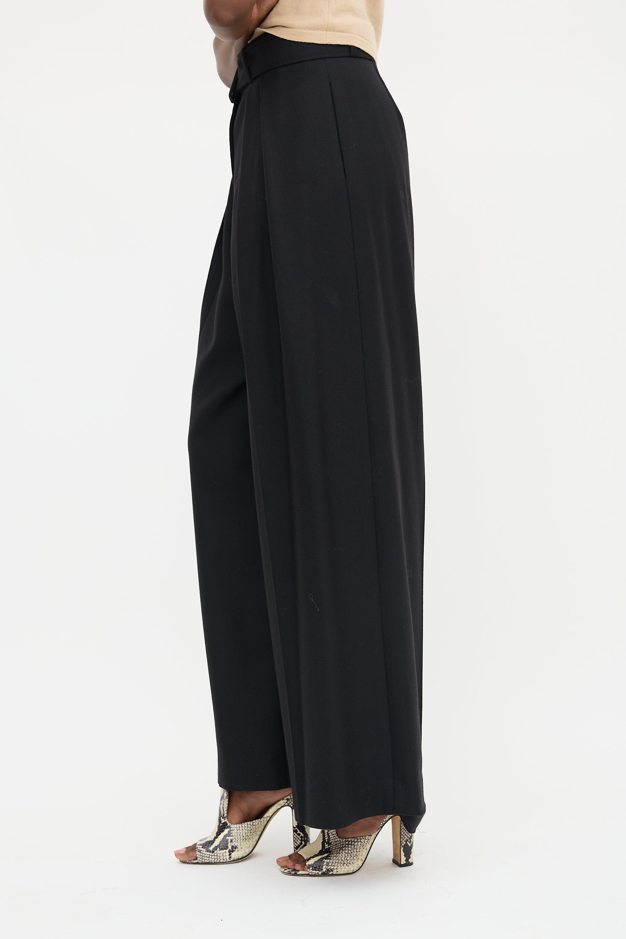 Brandon Maxwell Wool Twill Wide Leg Trouser